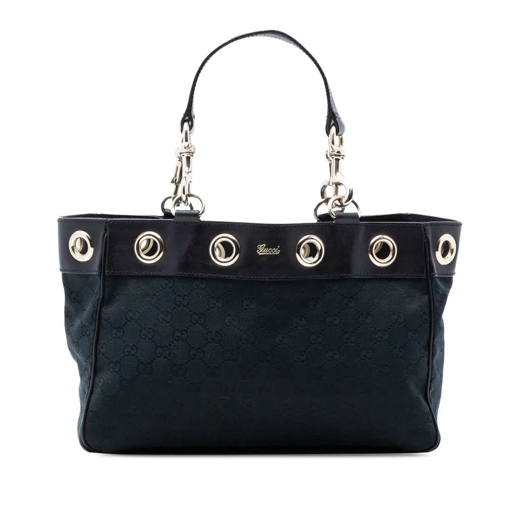 Gucci Medium GG Canvas Positano Tote Black Canvas Very good - Front View