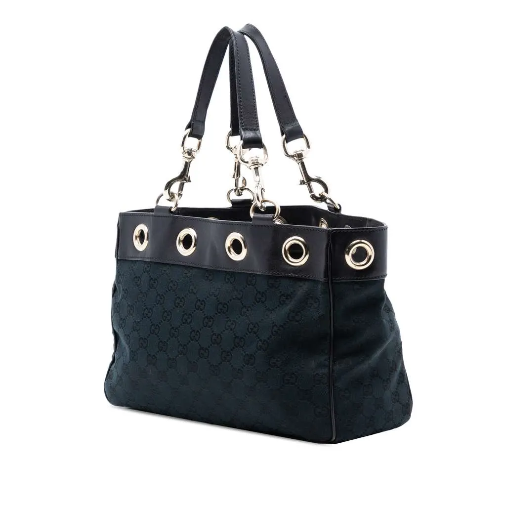 Gucci Medium GG Canvas Positano Tote Black Canvas Very good - Back View