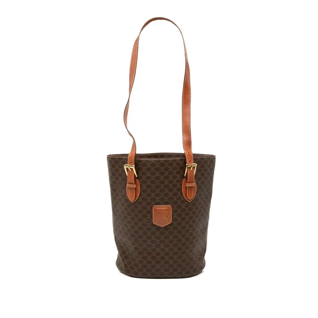 Celine Macadam Coated Canvas Tote Brown Canvas Good - Front View