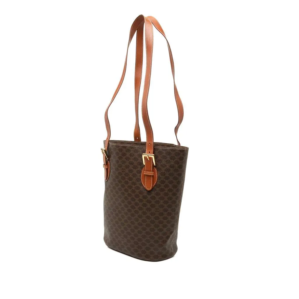 Celine Macadam Coated Canvas Tote Brown Canvas Good - Back View