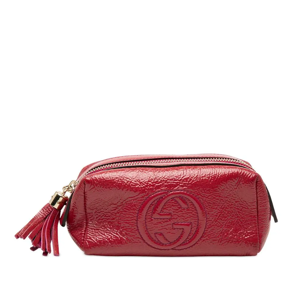 Gucci Patent Soho Cosmetic Pouch Pink Leather Very good - Front View