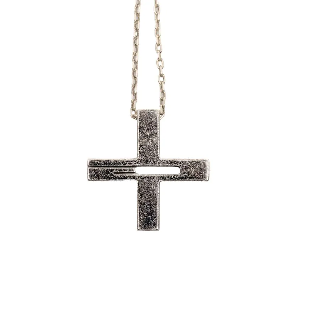 Gucci Sterling SIlver G Cut Out Cross Pendant Neckalce Silver Silver Very good - Back View