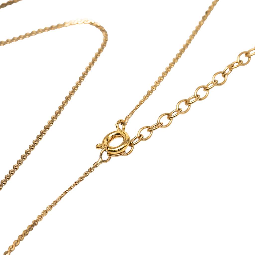 Dior Gold Plated Rhinestone CD Logo Pendant Necklace Gold Metal Good condition - Model View