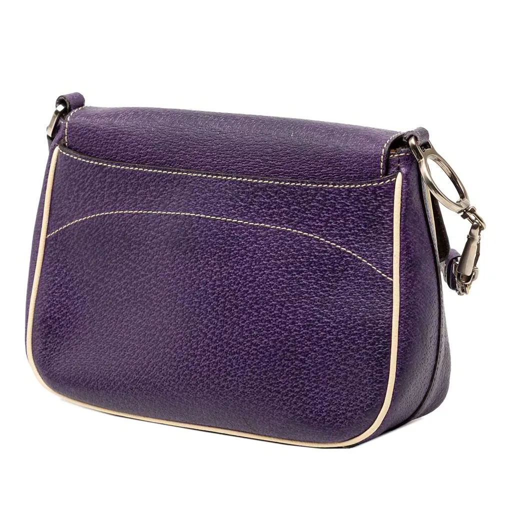 Prada Cinghiale Flap Shoulder Bag Purple Leather Very good - Back View