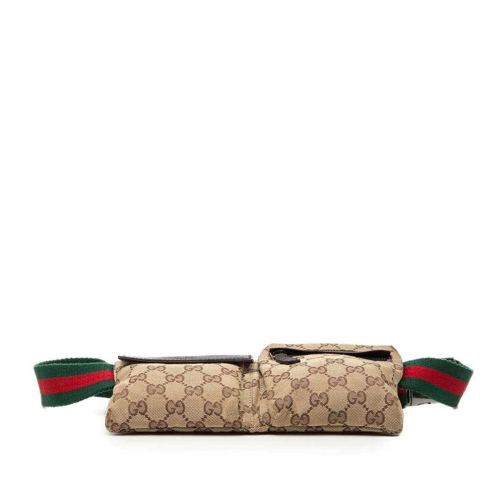 Gucci GG Canvas Web Double Pocket Belt Bag Beige Good condition - Inside View