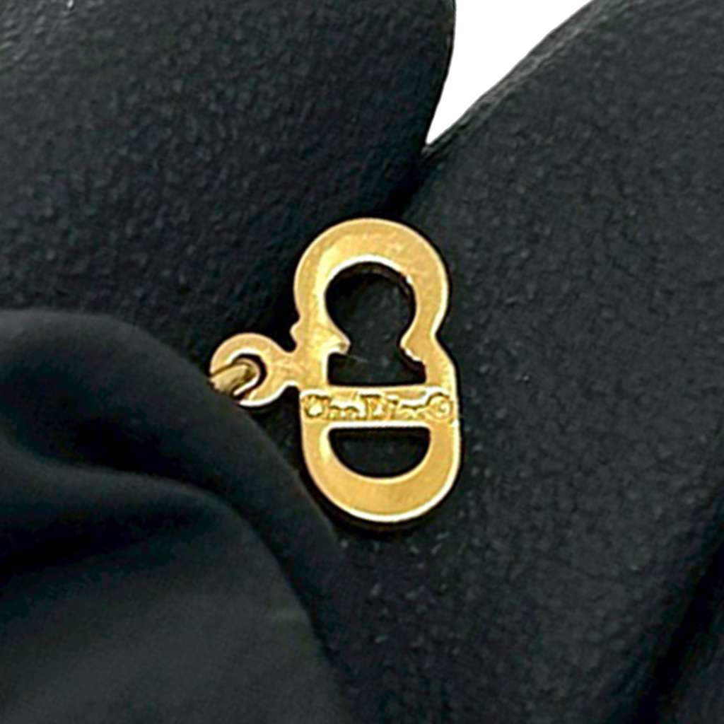 Dior Gold Plated Rhinestone Logo Oval Pendant Necklace Gold Metal Good condition - Inside View