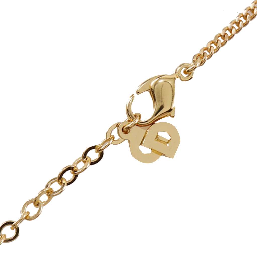 Dior Gold Plated Rhinestone CD Logo Pendant Necklace Gold Metal Good condition - Model View