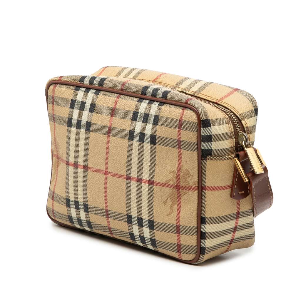 Burberry Haymarket Check Coated Canvas Crossbody Beige Fair condition - Back View