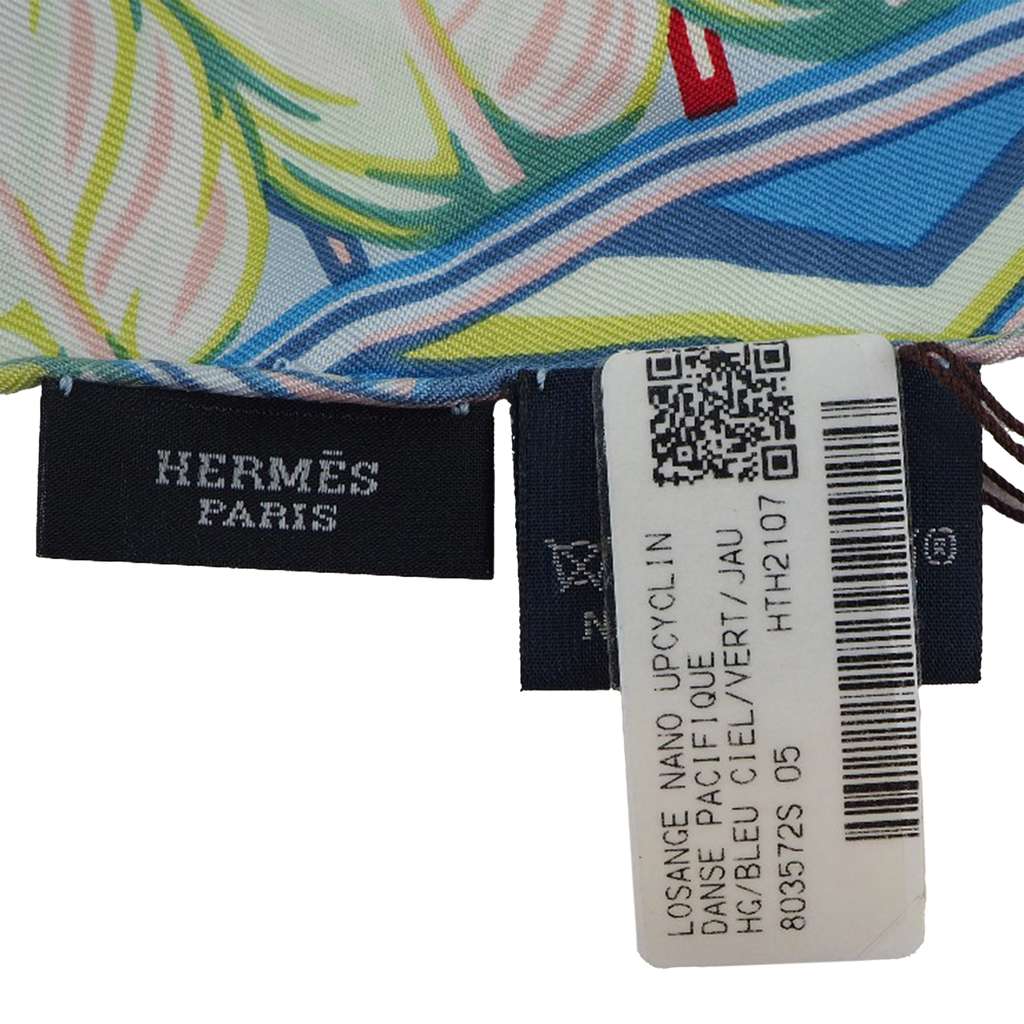Hermès Danse Pacifique Nano Losange Silk Scarf Blue Silk Very good condition - Inside View
