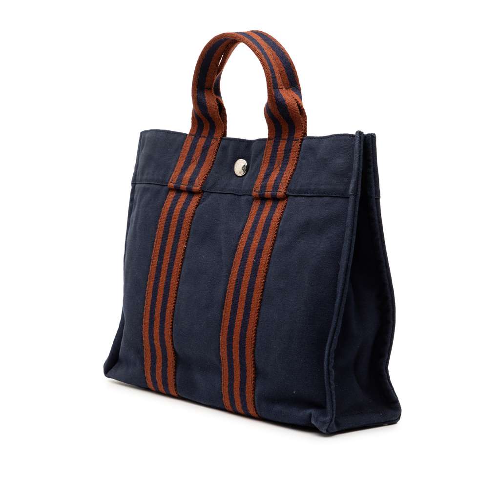 Hermès Canvas Fourre Tout PM Blue Canvas Good condition - Back View