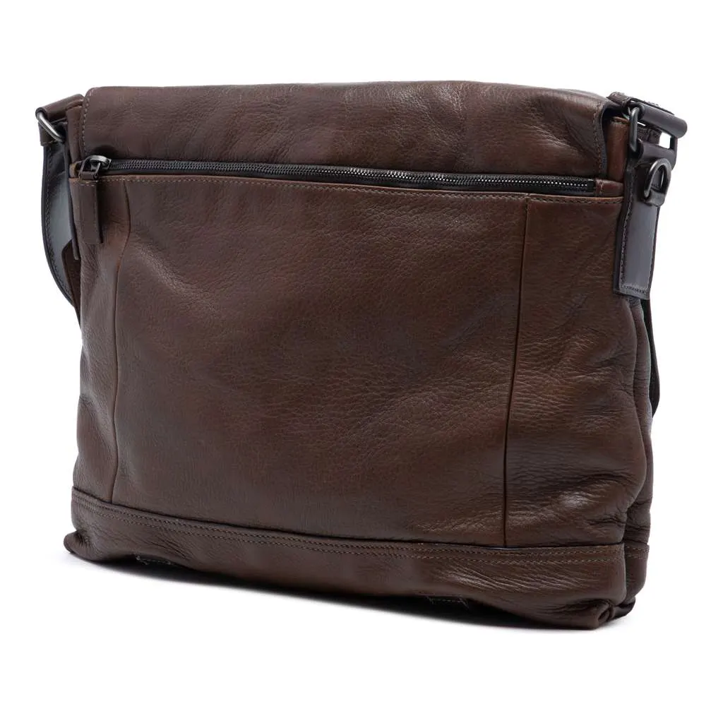 Prada Leather Buckle Messenger Bag Brown Leather Very good - Back View