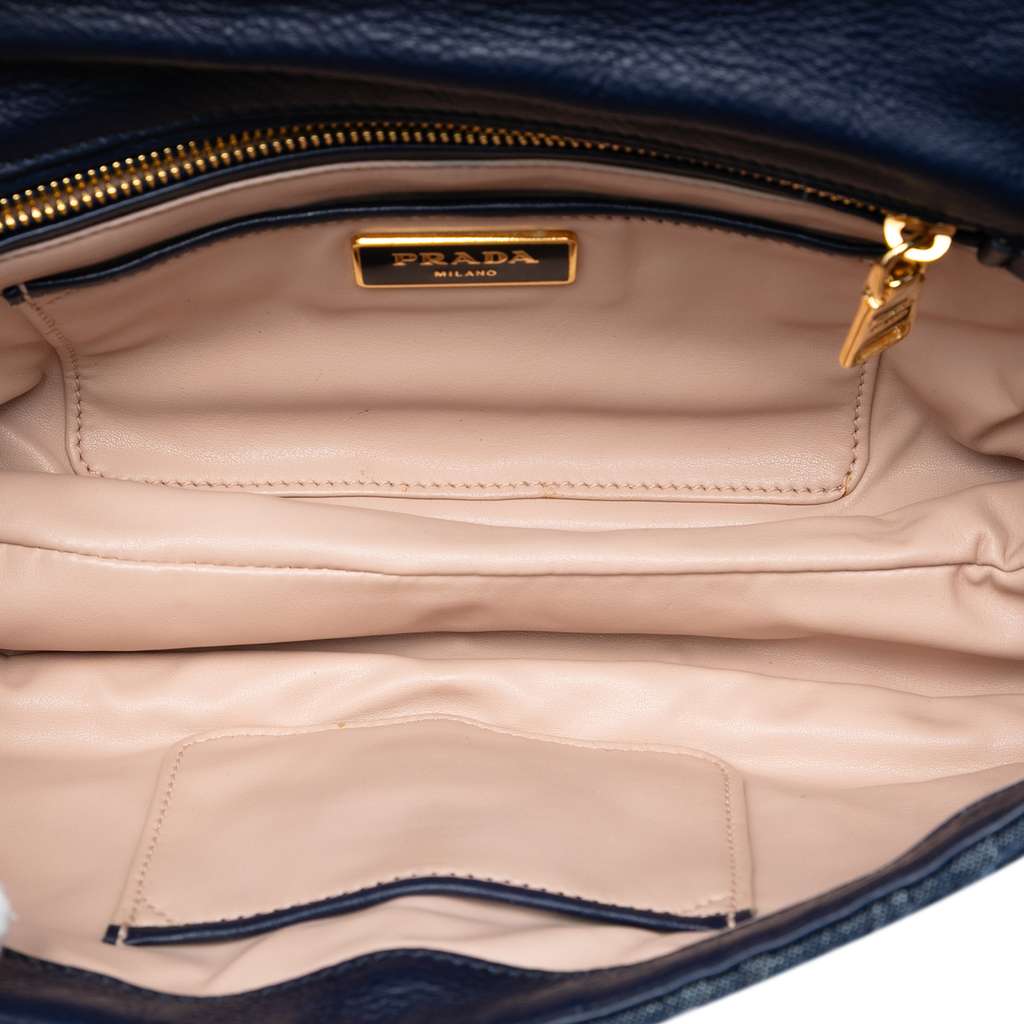Prada Denim Gaufre Resin Chain Shoulder Bag Blue Denim Very good condition - Model View