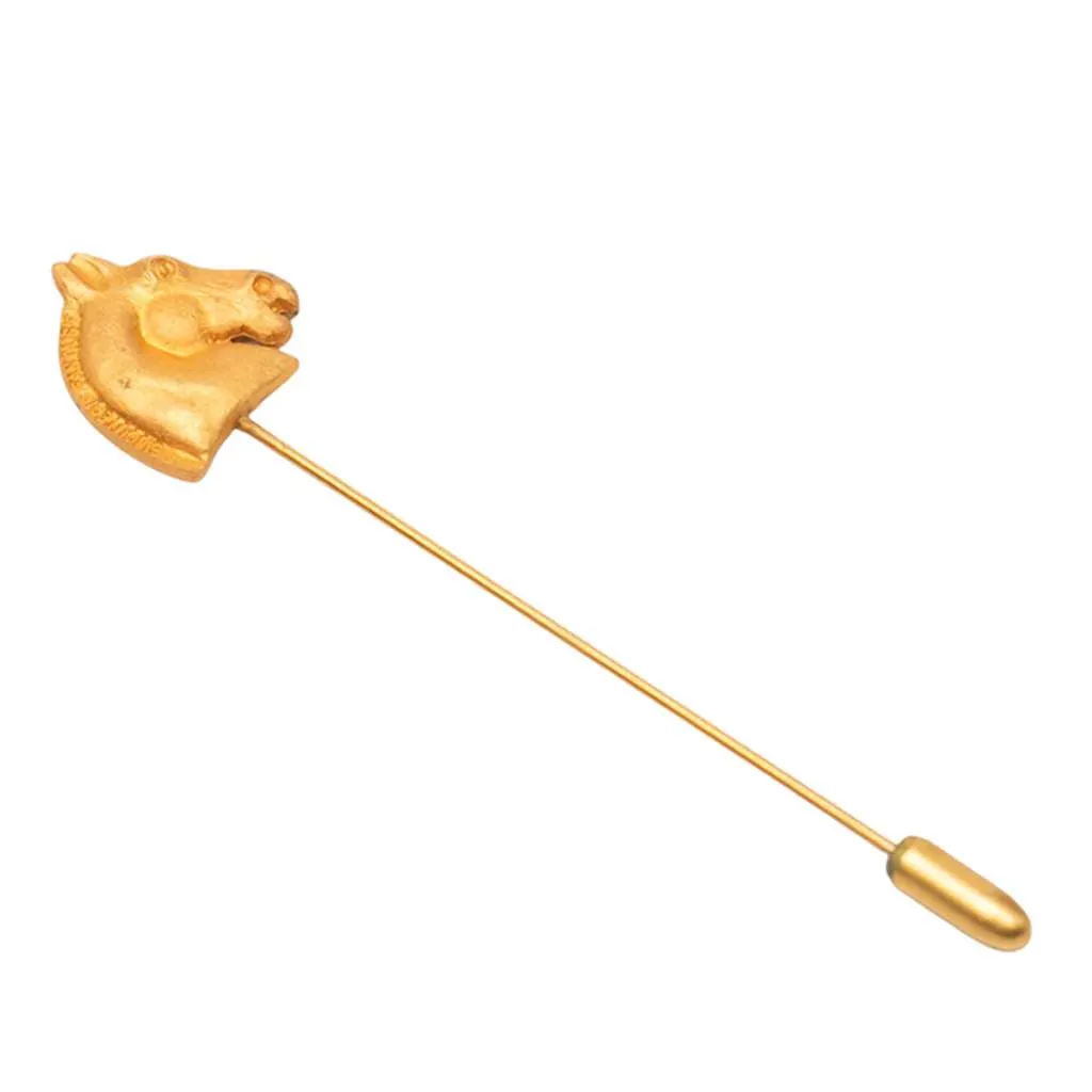 Hermès Gold Plated Bijouterie Fantaisie Horse Pin Brooch Gold Metal Good - Front View