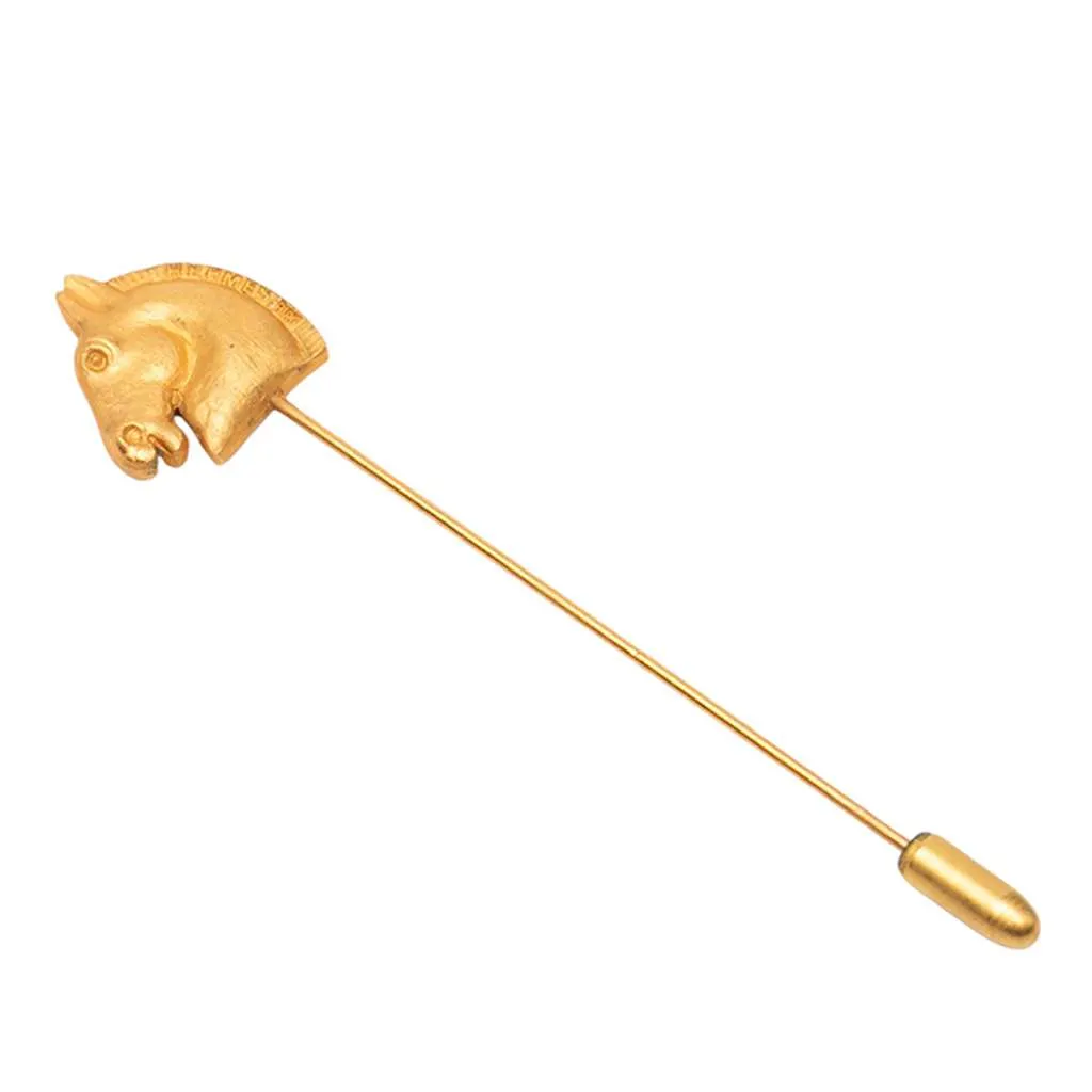 Hermès Gold Plated Bijouterie Fantaisie Horse Pin Brooch Gold Metal Good - Back View