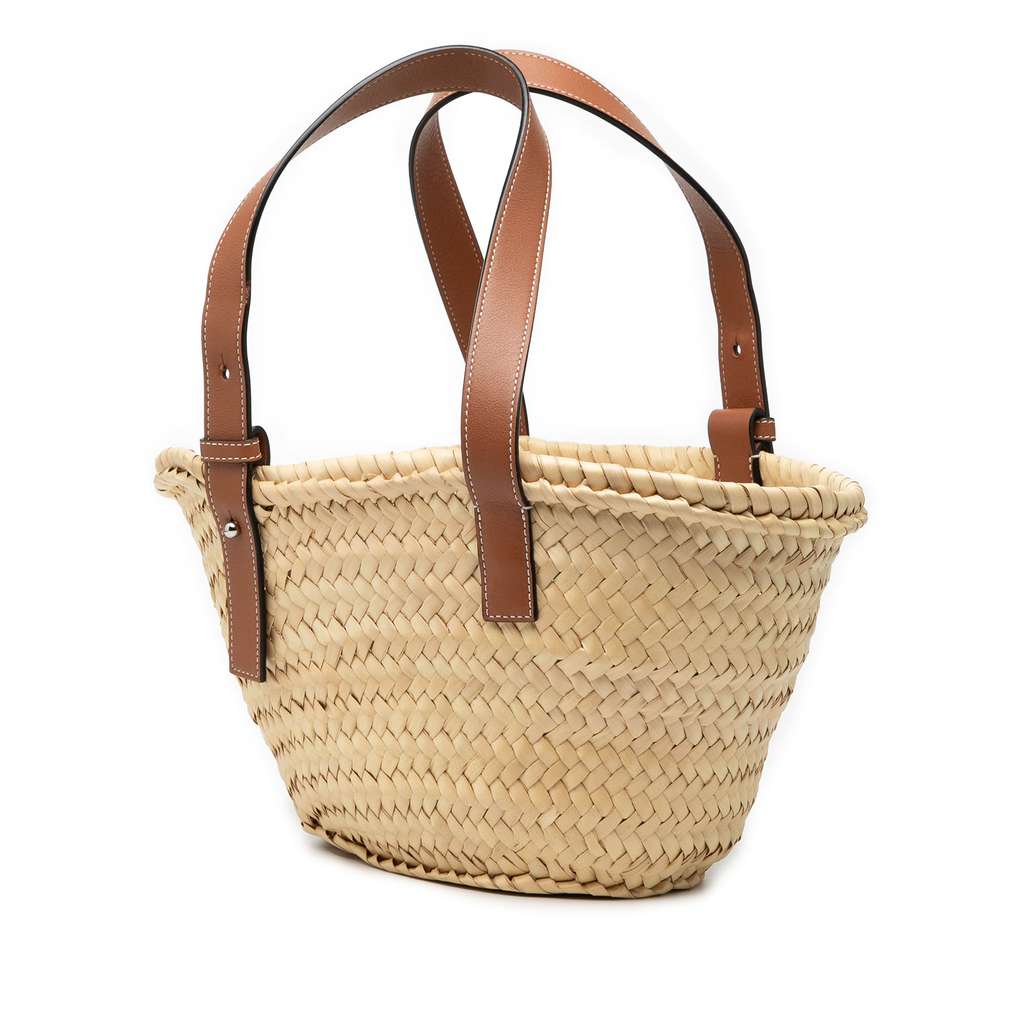 Loewe Small Raffia Anagram Basket Tote Beige Good condition - Back View