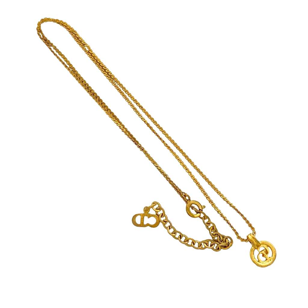 Dior Gold Plated CD Logo Pendant Necklace Gold Metal Good condition - Back View