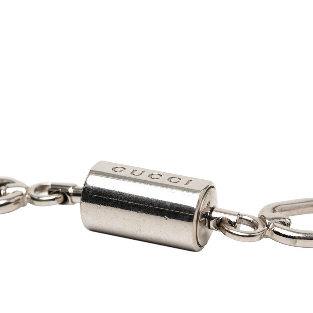 Gucci Silver Plated Carabiner Key Chain Silver Metal Good condition - Back View