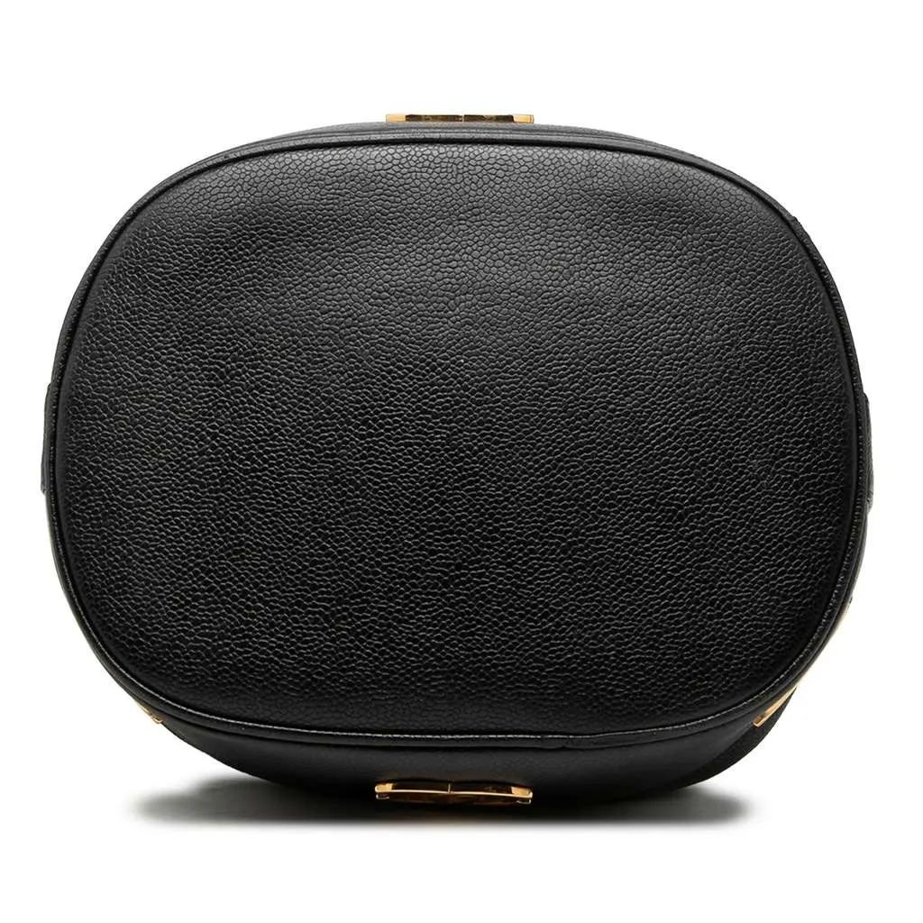 Chanel Caviar Triple CC Drawstring Bucket Bag Black Leather Very good - Inside View