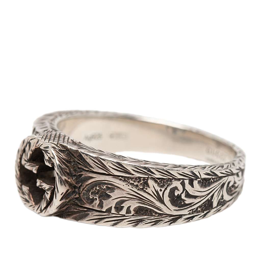 Gucci Sterling Silver Interlocking G Arabesque Ring Silver Silver Good condition - Back View