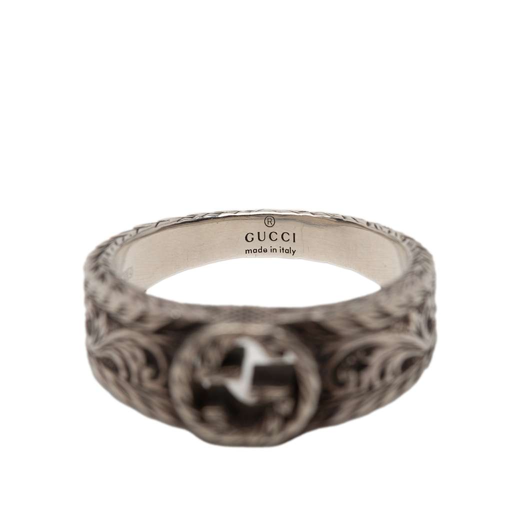 Gucci Sterling Silver Interlocking G Arabesque Ring Silver Silver Good condition - Box View