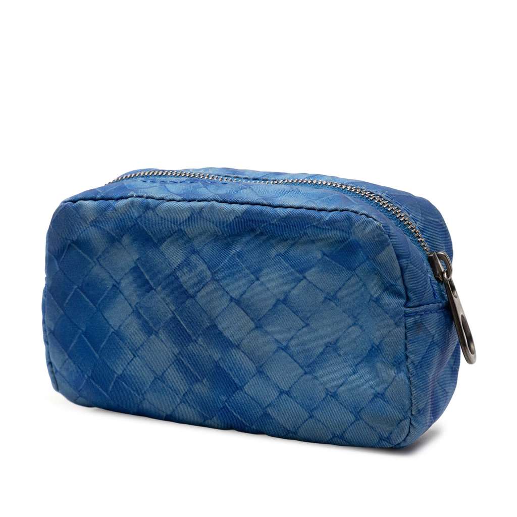 Bottega Veneta Nylon Intrecciolusion Pouch Blue Good condition - Back View