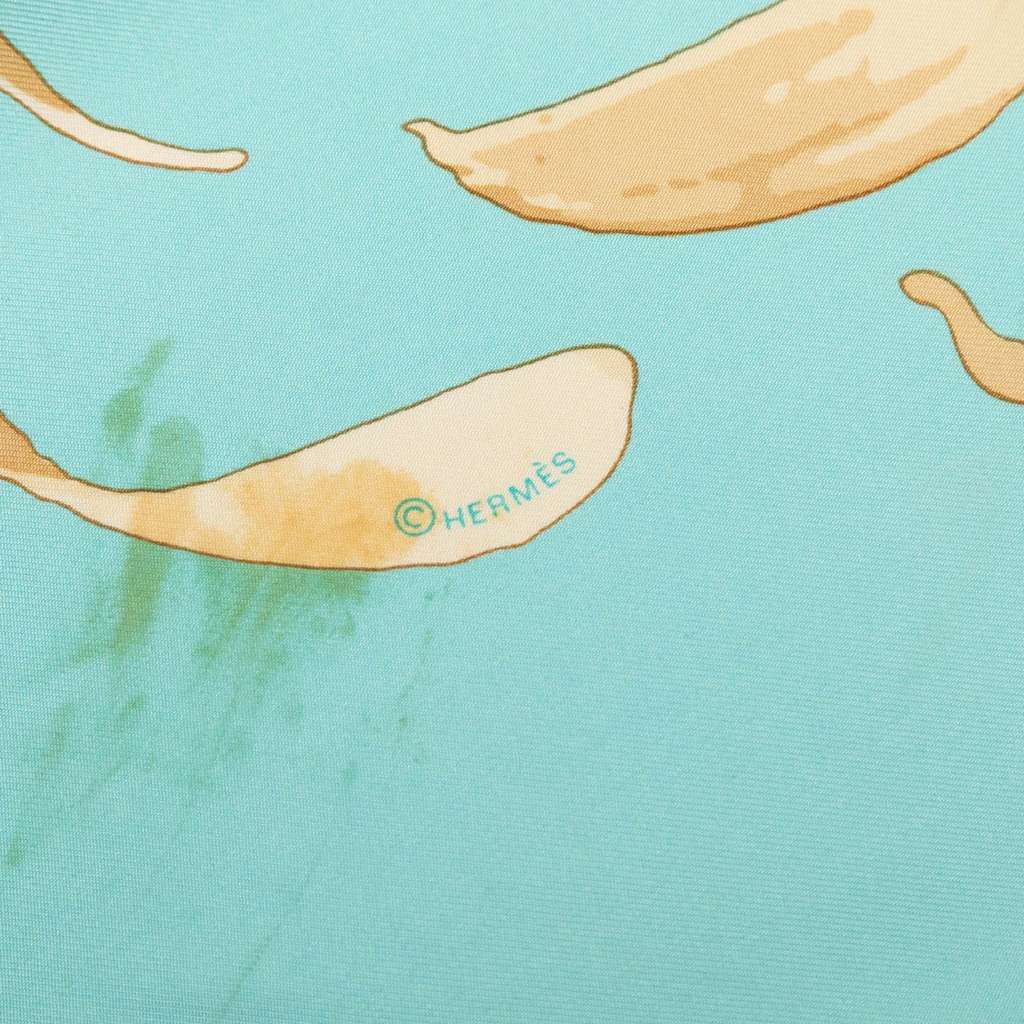 Hermès Au Gre du Vent Silk Scarf 90 Blue Silk Good condition - Inside View