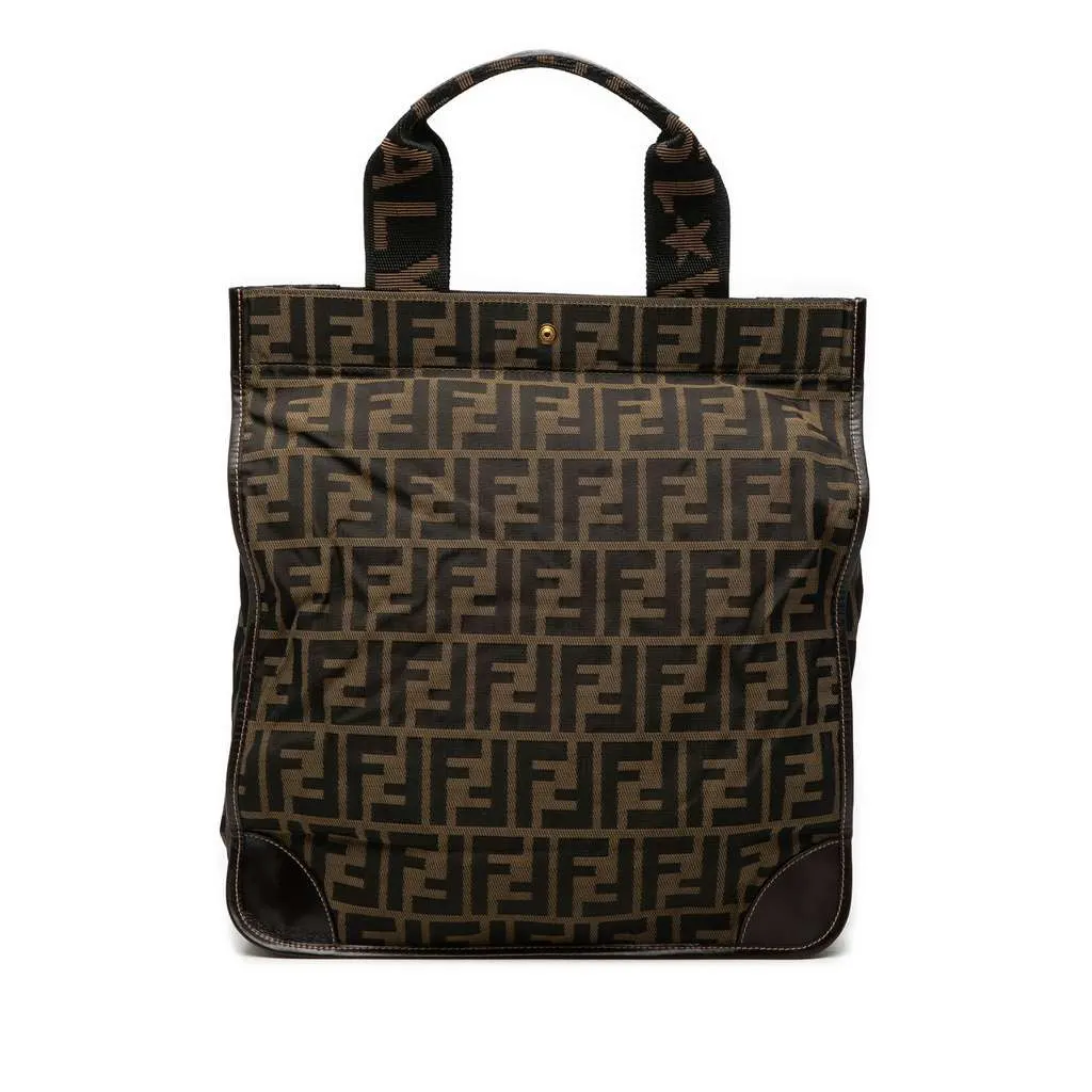Fendi Zucca Canvas Shopping Tote Brown Canvas Good - Front View