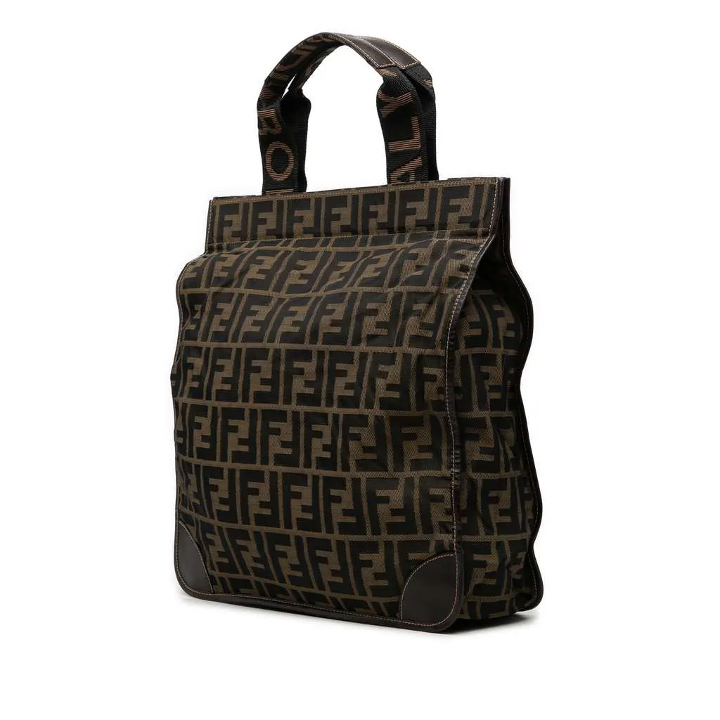 Fendi Zucca Canvas Shopping Tote Brown Canvas Good - Back View