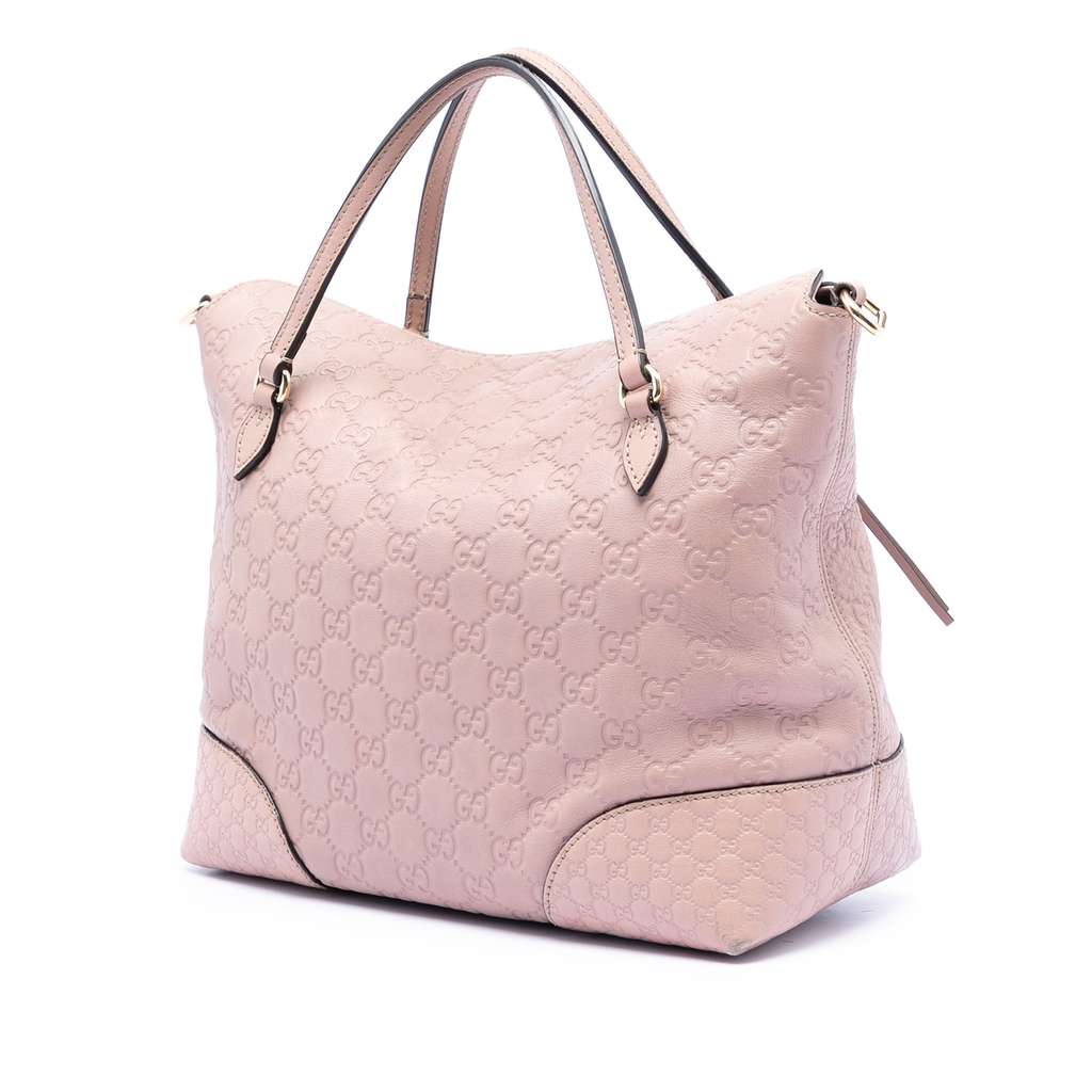 Gucci Medium Guccissima Bree Fold Over Tote Pink Leather Good condition - Back View