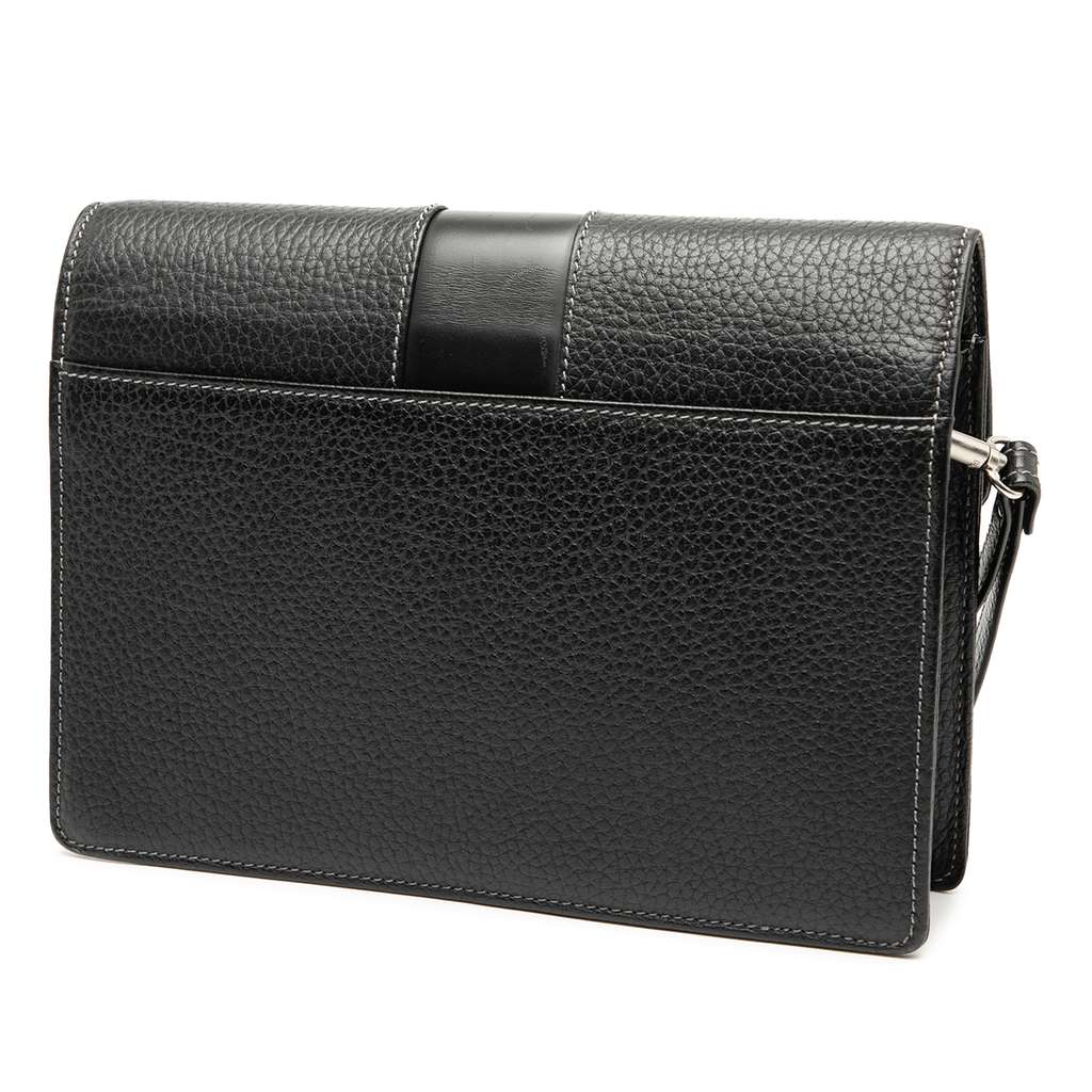 Burberry Calf Leather Clutch Black Leather Good condition - Back View