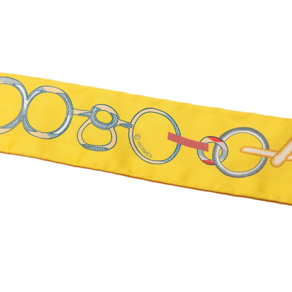 Hermès Do Re Boucles Silk Twilly Scarf Orange Silk Very good condition - Inside View