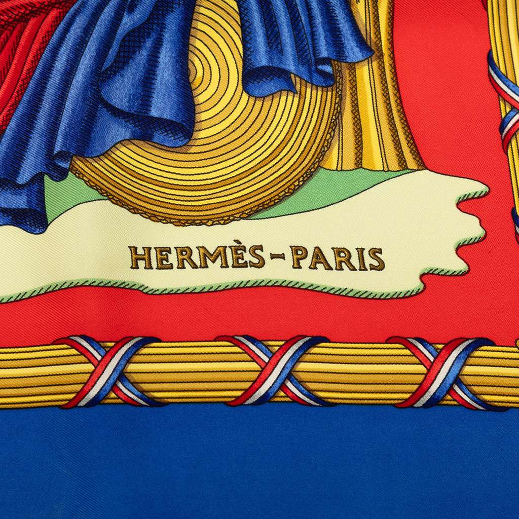 Hermès Republique Francaise Liberte Egalite Fraternite Silk Scarf 90 Red Silk Fair condition - Inside View