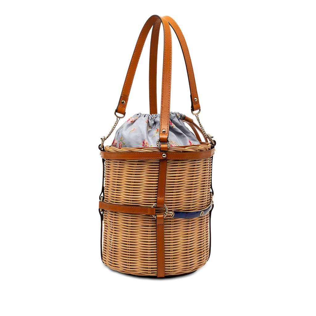 Gucci Small Cestino Wicker Bucket Bag Beige Good condition - Back View