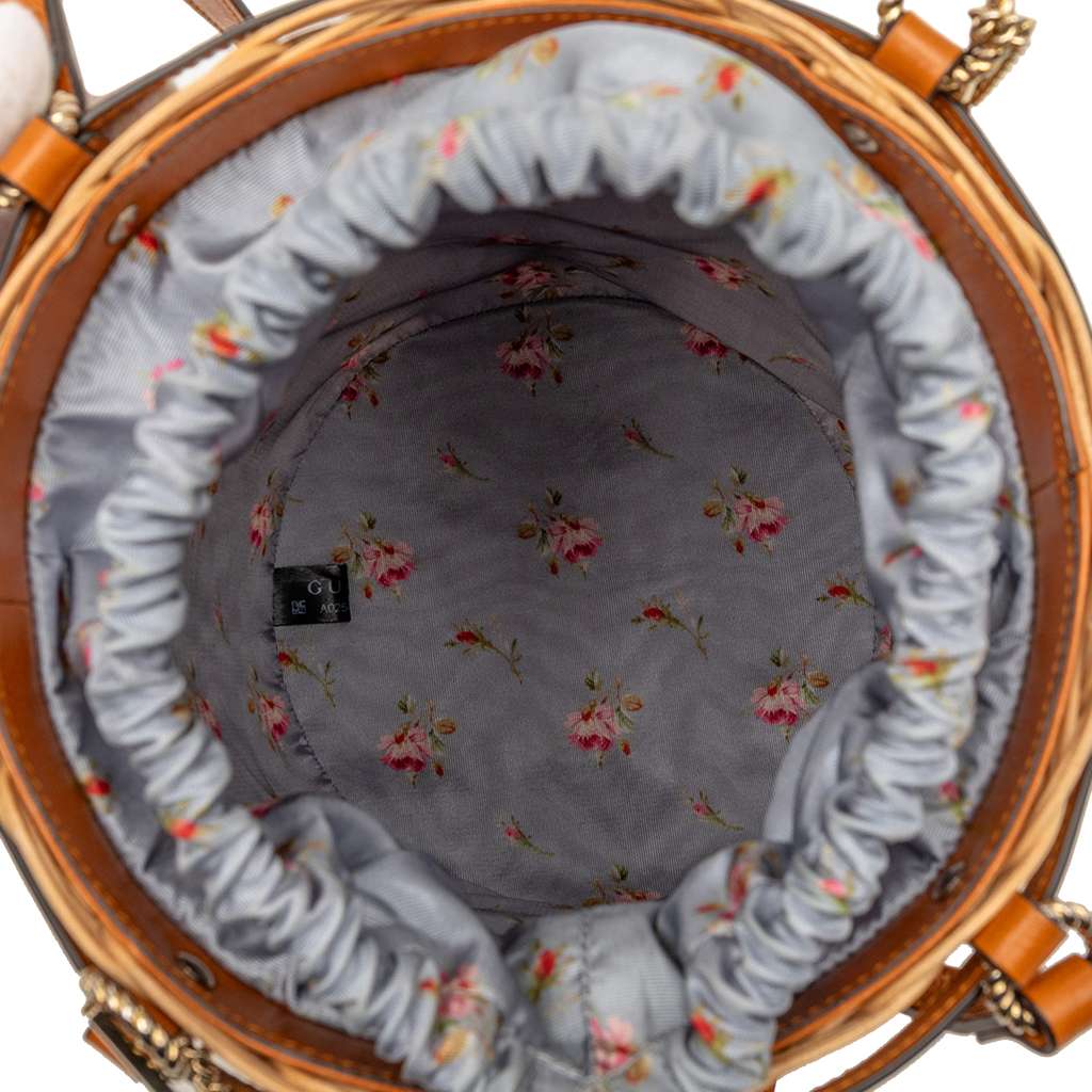 Gucci Small Cestino Wicker Bucket Bag Beige Good condition - Model View