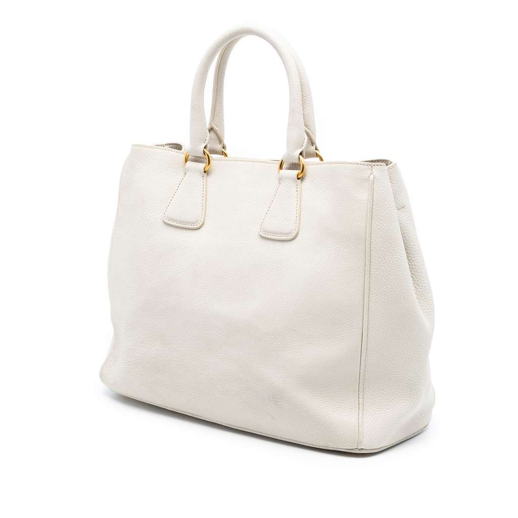 Prada Vitello Daino Open Convertible Tote White Leather Good condition - Back View