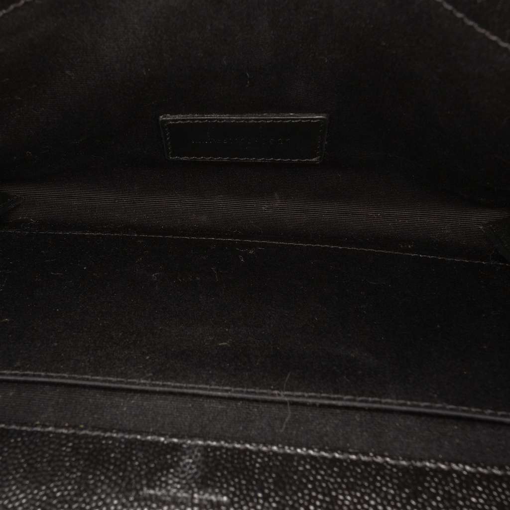 Saint Laurent Grain De Poudre Triquilt Monogram Envelope Clutch Black Leather Good condition - Model View