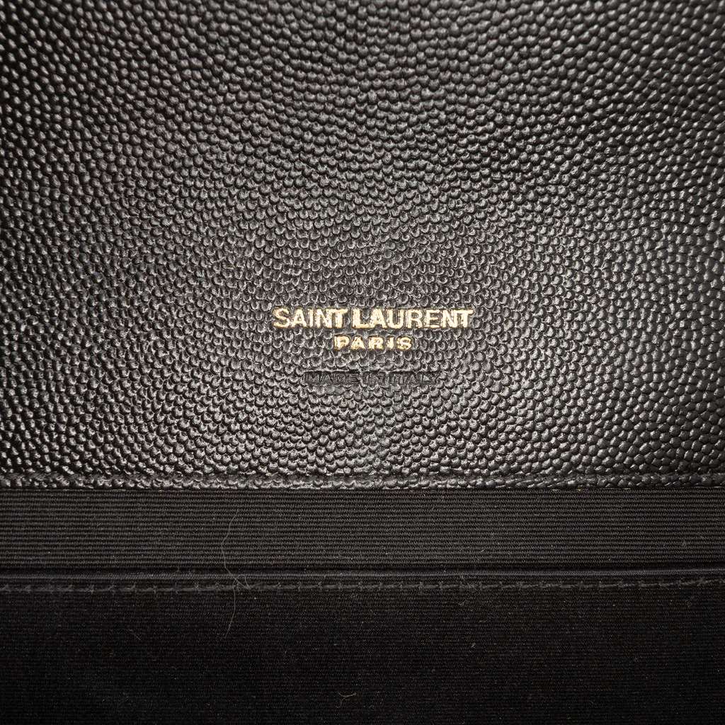 Saint Laurent Grain De Poudre Triquilt Monogram Envelope Clutch Black Leather Good condition - Box View