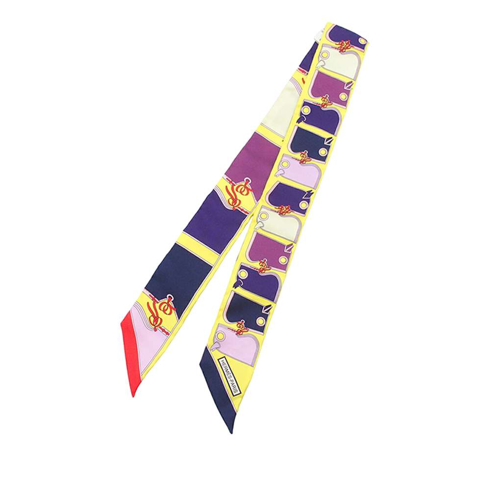 Hermès Camails Silk Twilly Scarf Yellow Silk Good condition - Back View