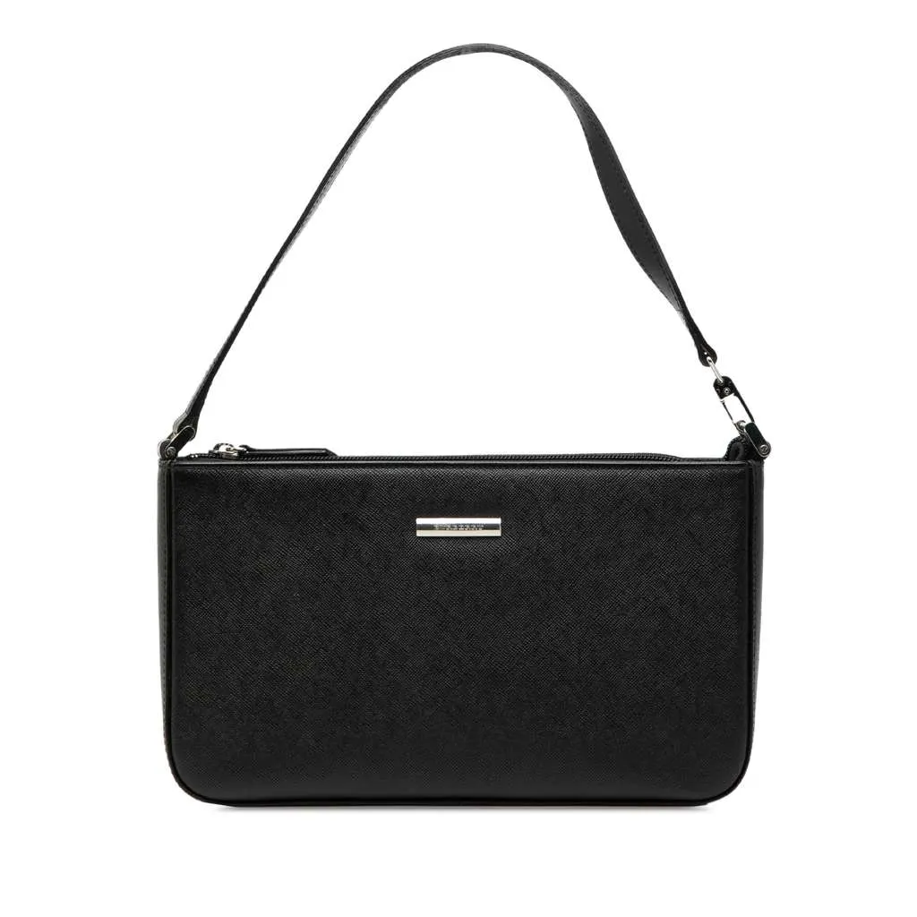 Burberry Leather Shoulder Bag Black Leather Very good - Front View