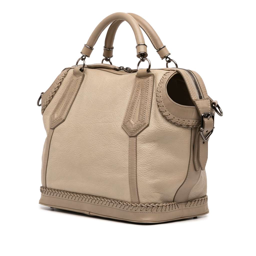 Burberry Leather Whipstitch Tassel Ellers Satchel Beige Leather Good condition - Back View