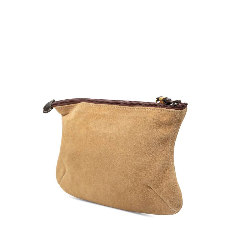 Loewe Suede Anagram Clutch Brown Leather Good condition - Back View