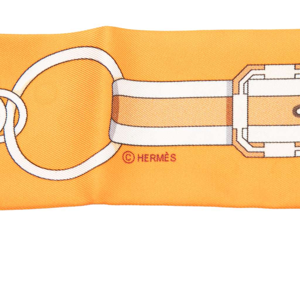 Hermès Grand Tralala Silk Twilly Scarf Orange Silk Good condition - Inside View
