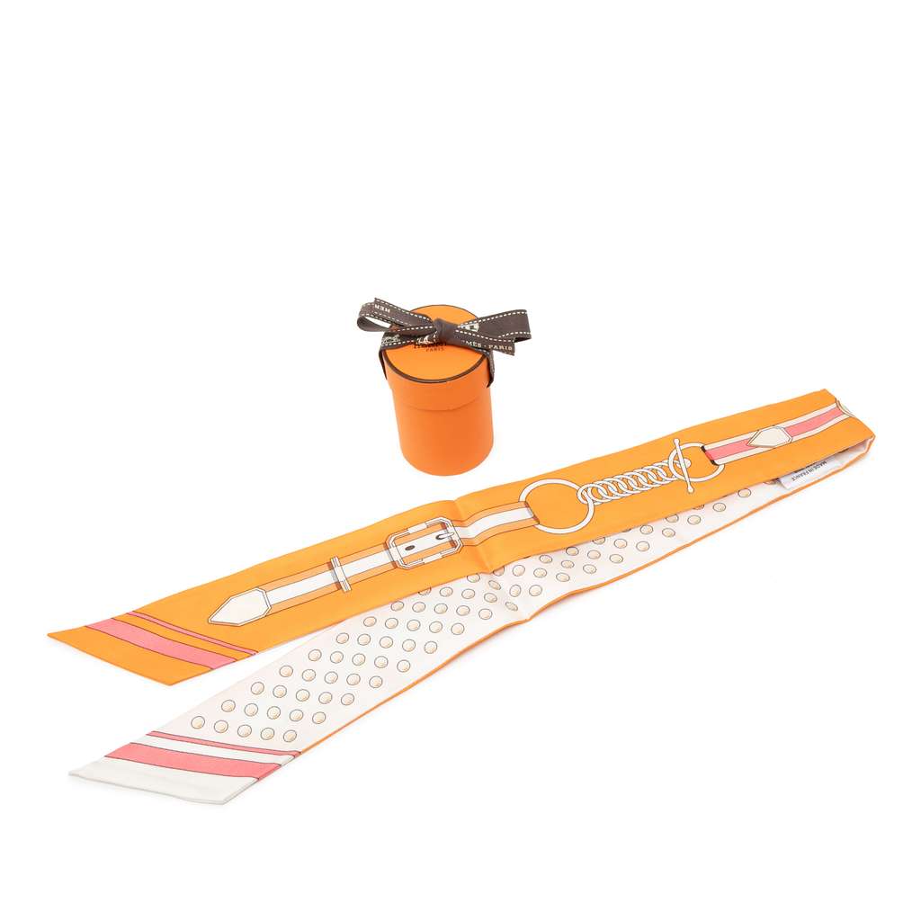 Hermès Grand Tralala Silk Twilly Scarf Orange Silk Good condition - Box View