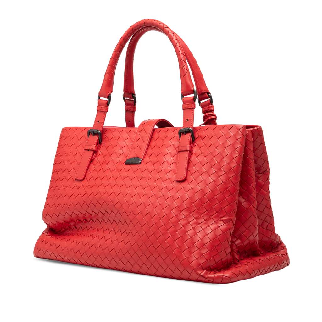 Bottega Veneta Medium Nappa Intrecciato Roma Tote Red Leather Good condition - Back View