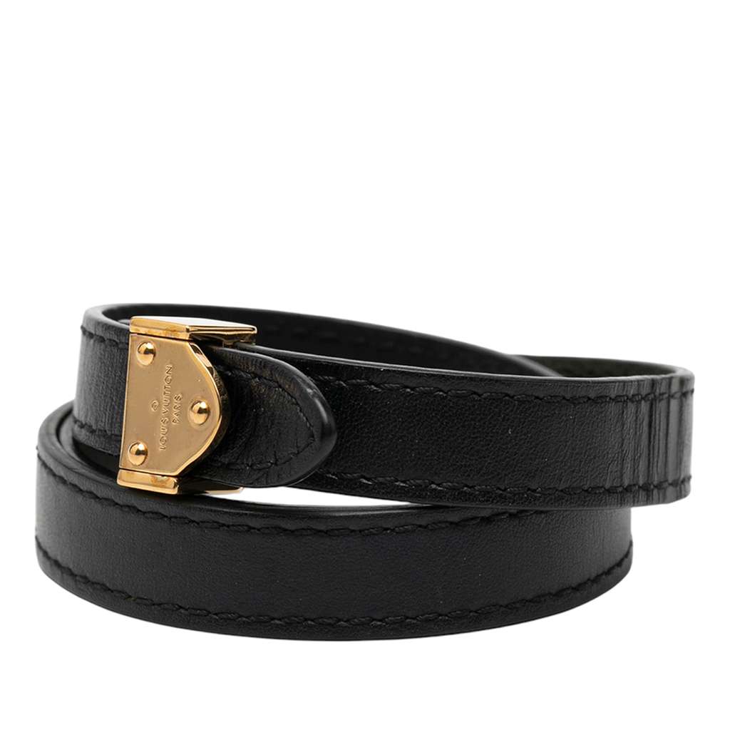 Louis Vuitton Leather Box It Wrap Bracelet Black Leather Good condition - Back View