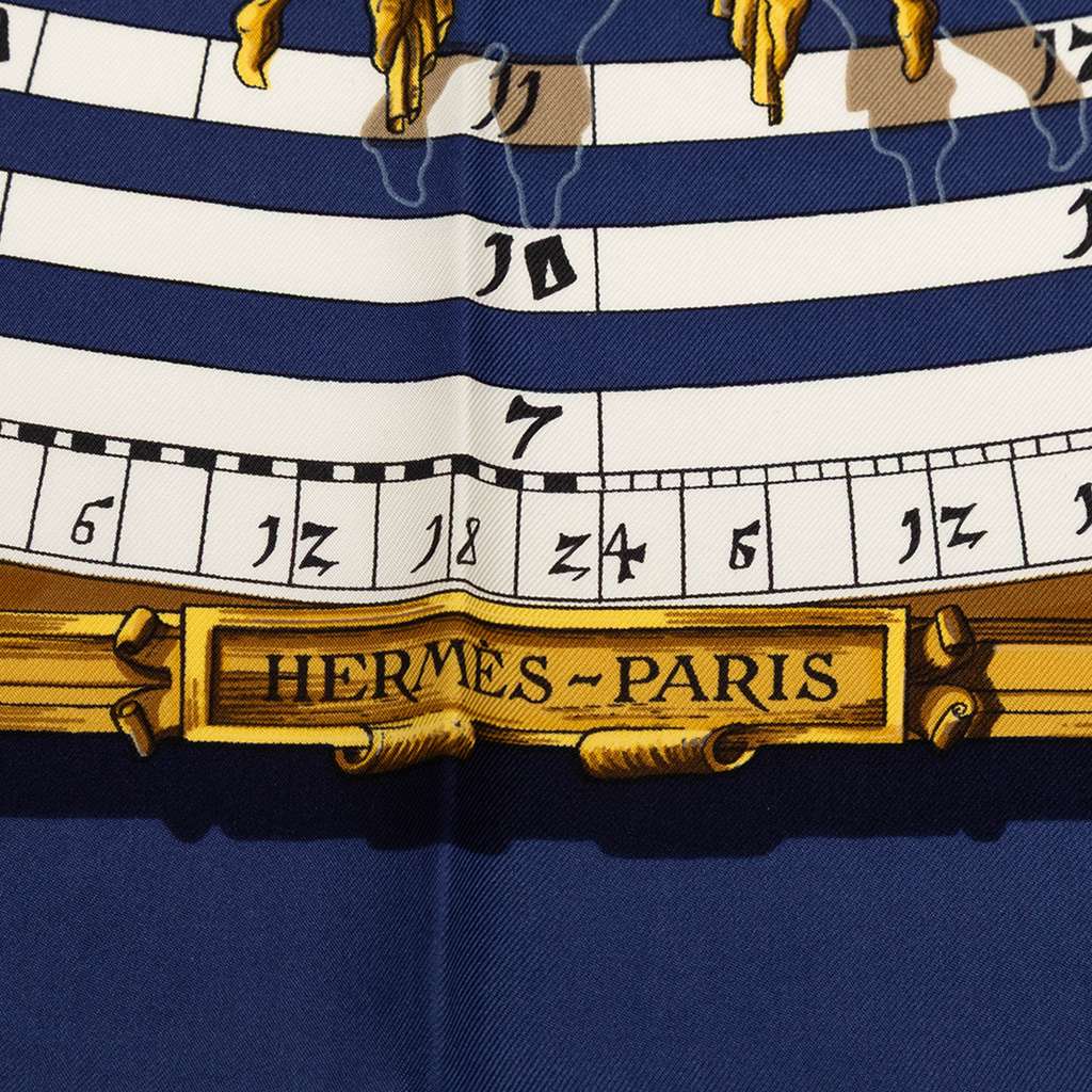 Hermès Astrologie Dies et Hore Silk Scarf Blue Silk Good condition - Inside View