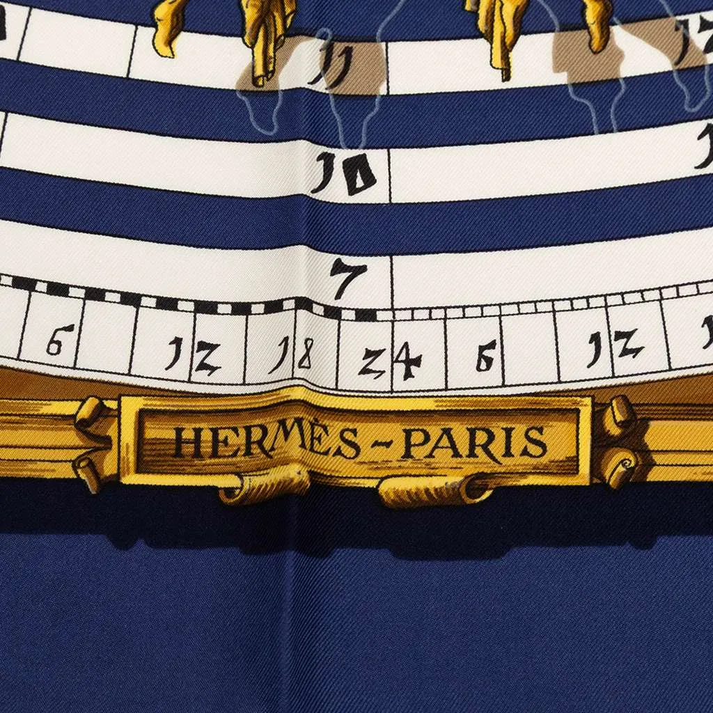 Hermès Astrologie Dies et Hore Silk Scarf Blue Silk Very good - Inside View