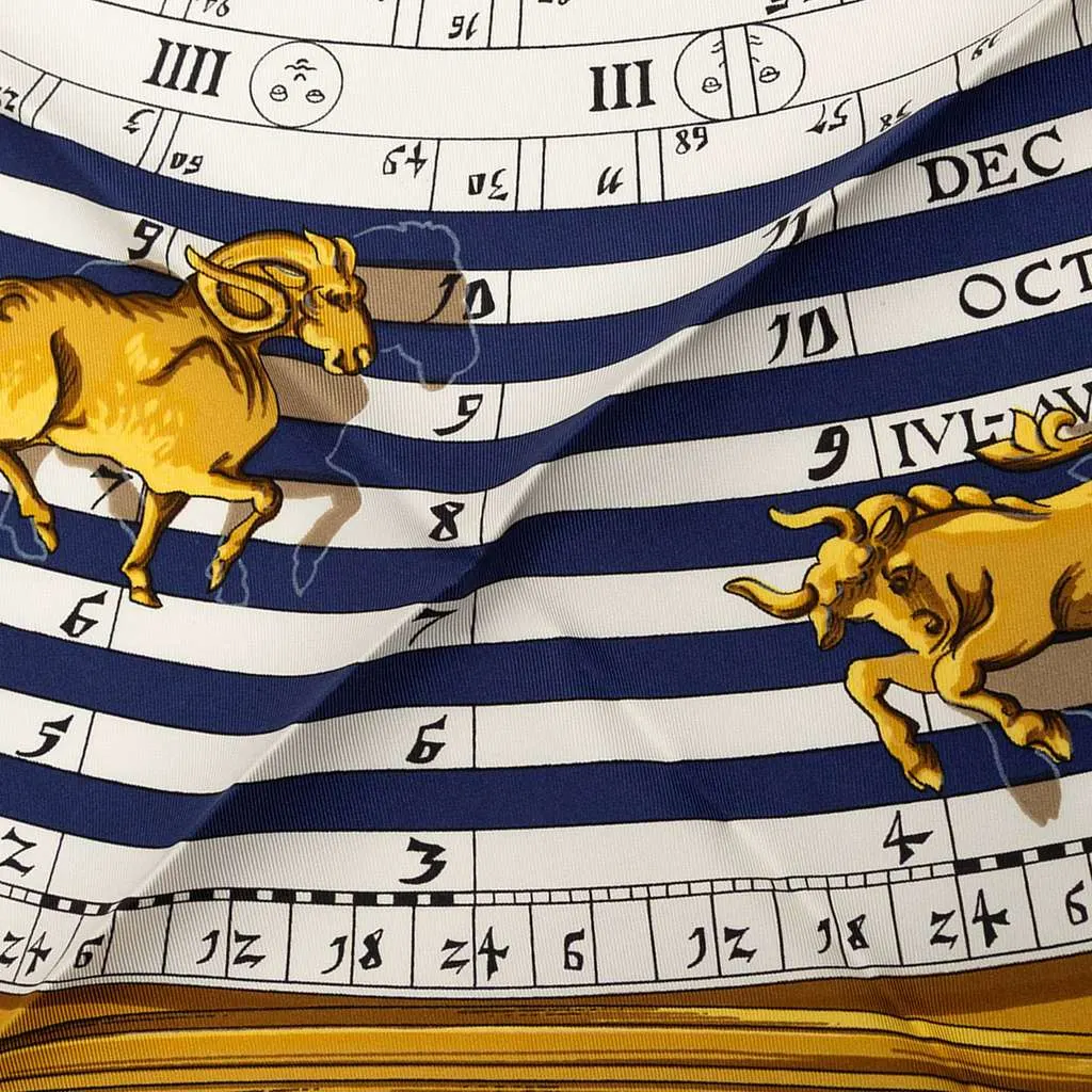 Hermès Astrologie Dies et Hore Silk Scarf Blue Silk Very good - Box View