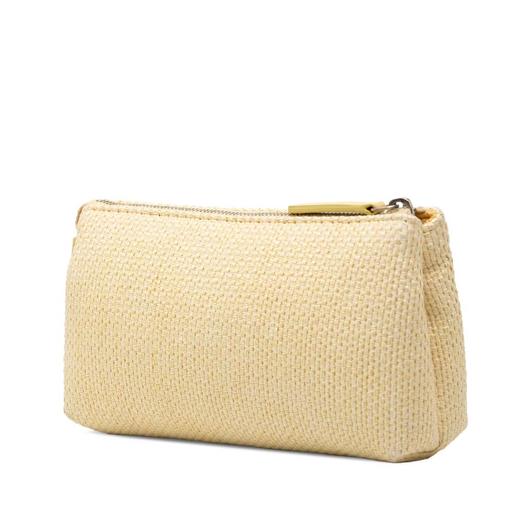 Chanel Raffia Deauville Pouch Yellow Good condition - Back View