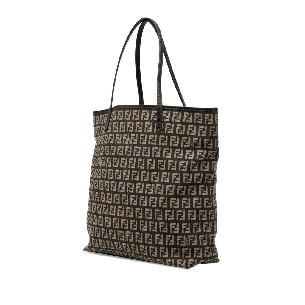 Fendi Zucchino Canvas Tote Brown Canvas Good - Back View